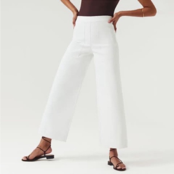 Spanx on the go White Wide-Leg stretched tencil cropped Pants - Picture 10 of 13